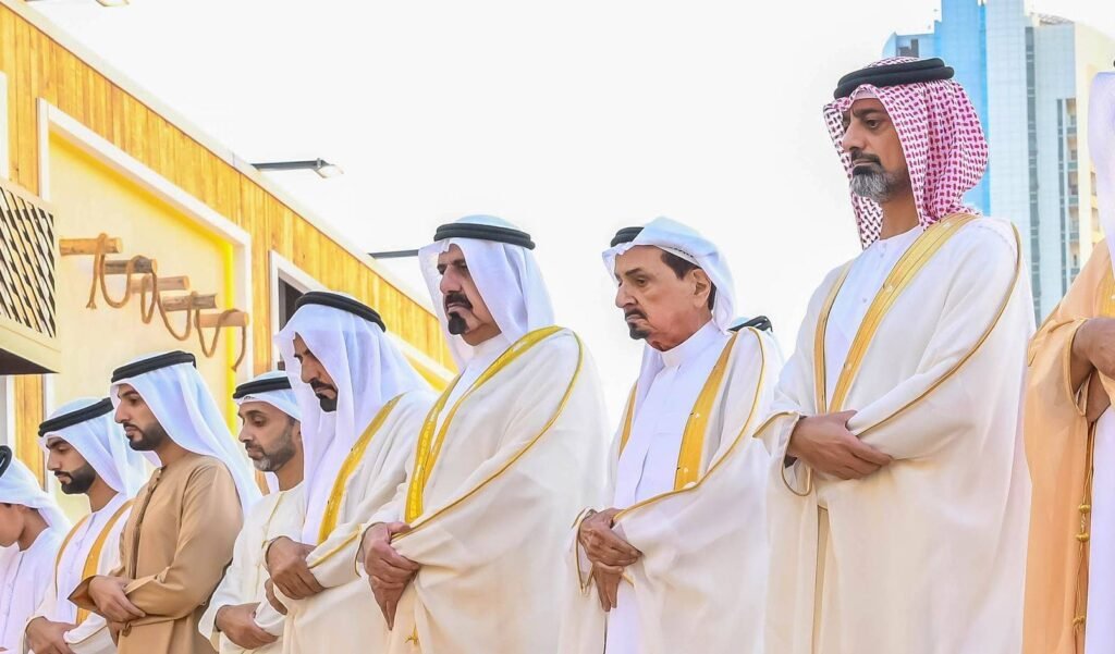 Al -Nuaimi, Al -Sharqi, Al -Mualla, and Saud bin Saqr perform Eid al -Fitr prayer