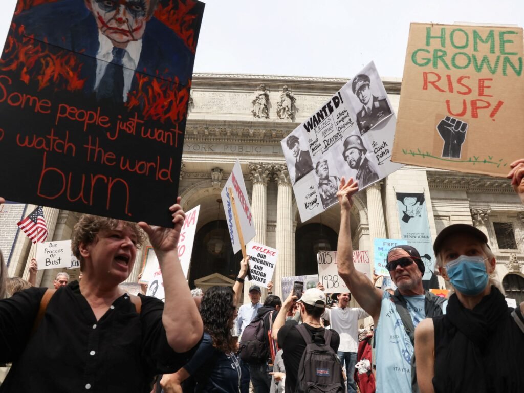 Anti-Trump administration protesters turn out for rallies in the US | Donald Trump News