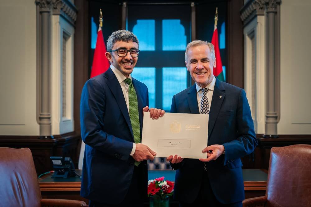 Mohammed bin Zayed sends a written message to the Prime Minister of Canada