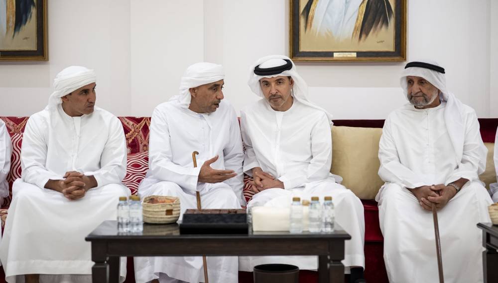 Hazza bin Zayed is comforted on the death of Saeed Amer Al Niyadi
