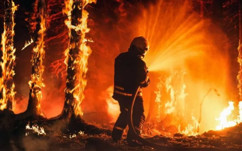 Hundreds of firefighters in action
