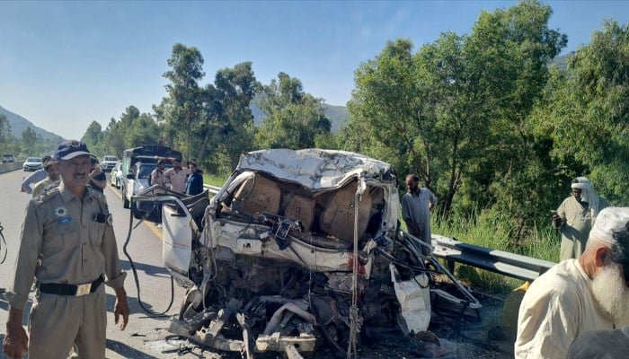 At least 18 killed as passenger coach hits parked bus on Swat Motorway