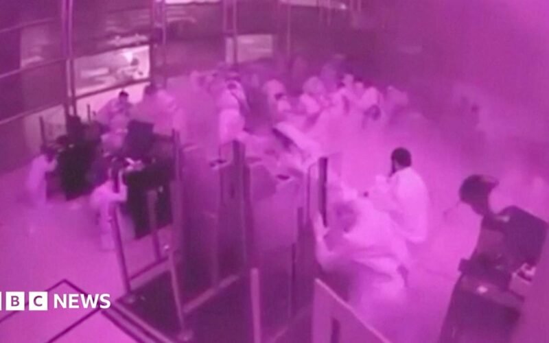Watch: CCTV shows people take cover as missile hits Riyadh airport
