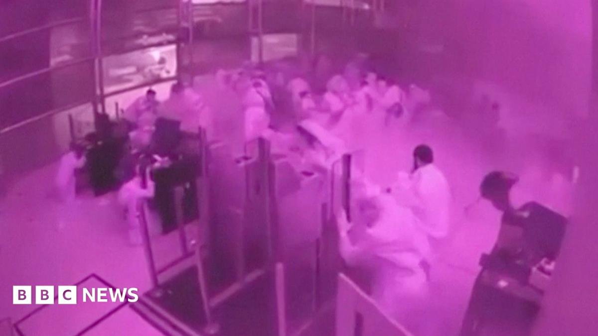 Watch: CCTV shows people take cover as missile hits Riyadh airport