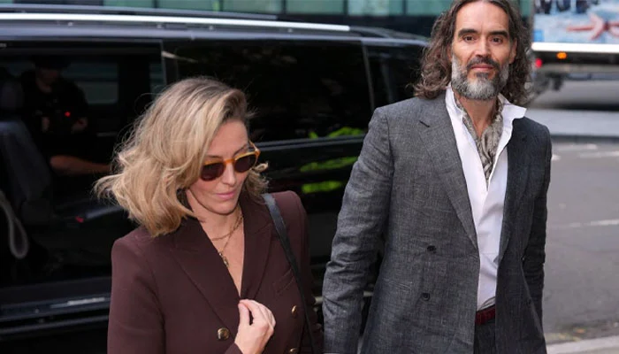 Russell Brand’s wife breaks silence on her court appearance
