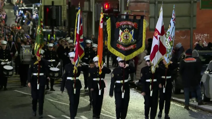Thousands of Northern Irish Protestants march ahead of court ruling