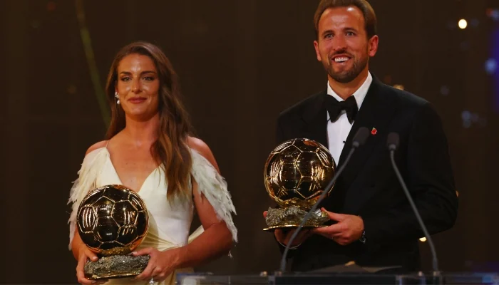 Harry Kane lifts Ballon d’Or as Putellas wins women’s prize for third time