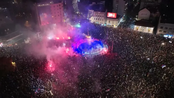 Serbia’s ‘students’ celebrate for a second night after election victory