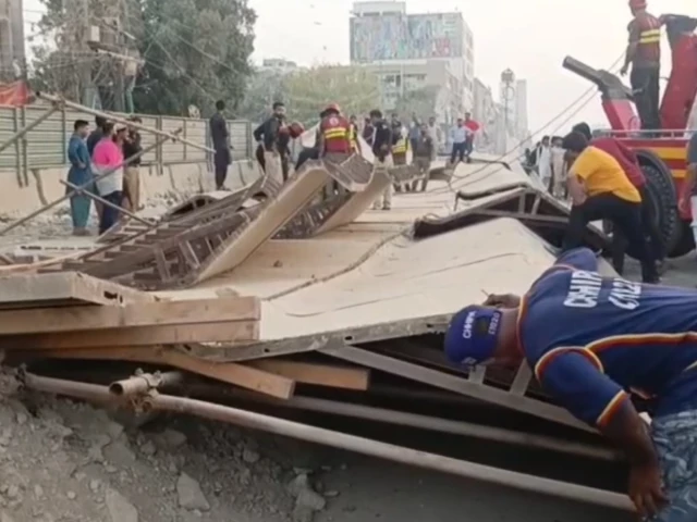 Security guard killed as under-construction bridge structure collapses in Gulshan-e-Iqbal