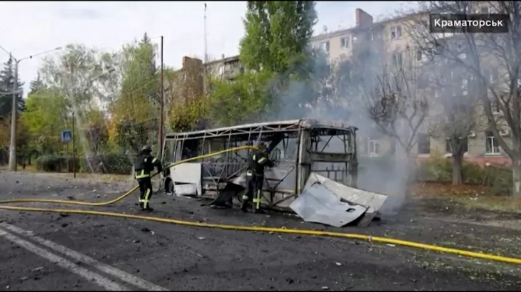 Dozens killed in Russian strike on civilian buses in eastern Ukraine